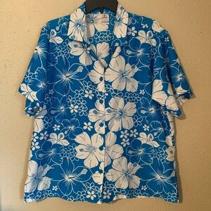 Hawaiian Print Shirt - Mens Size Large - Blue/White - NWOT